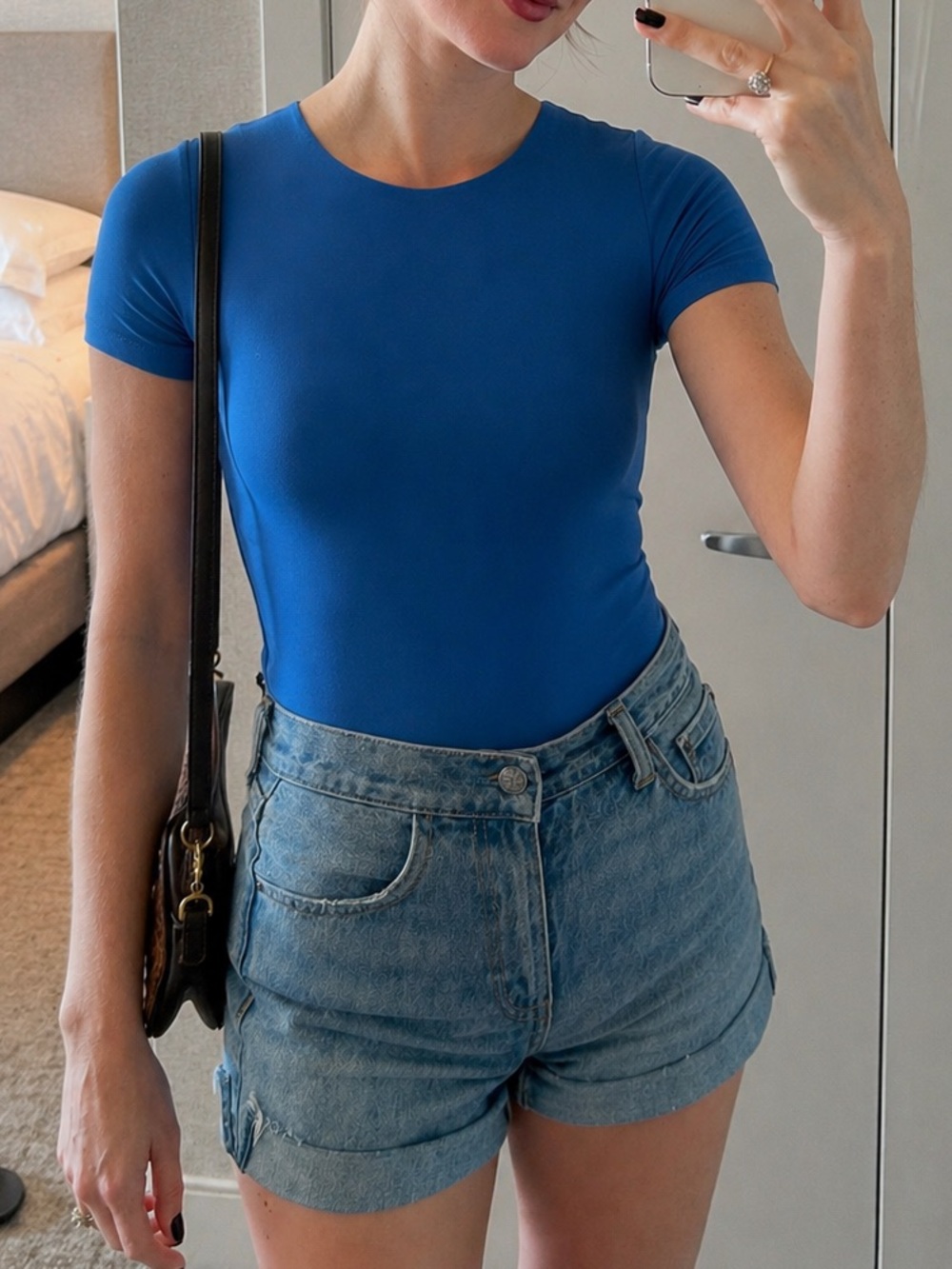 Aritzia Babaton Contour Crew Short Sleeve Bodysuit Jazz Blue